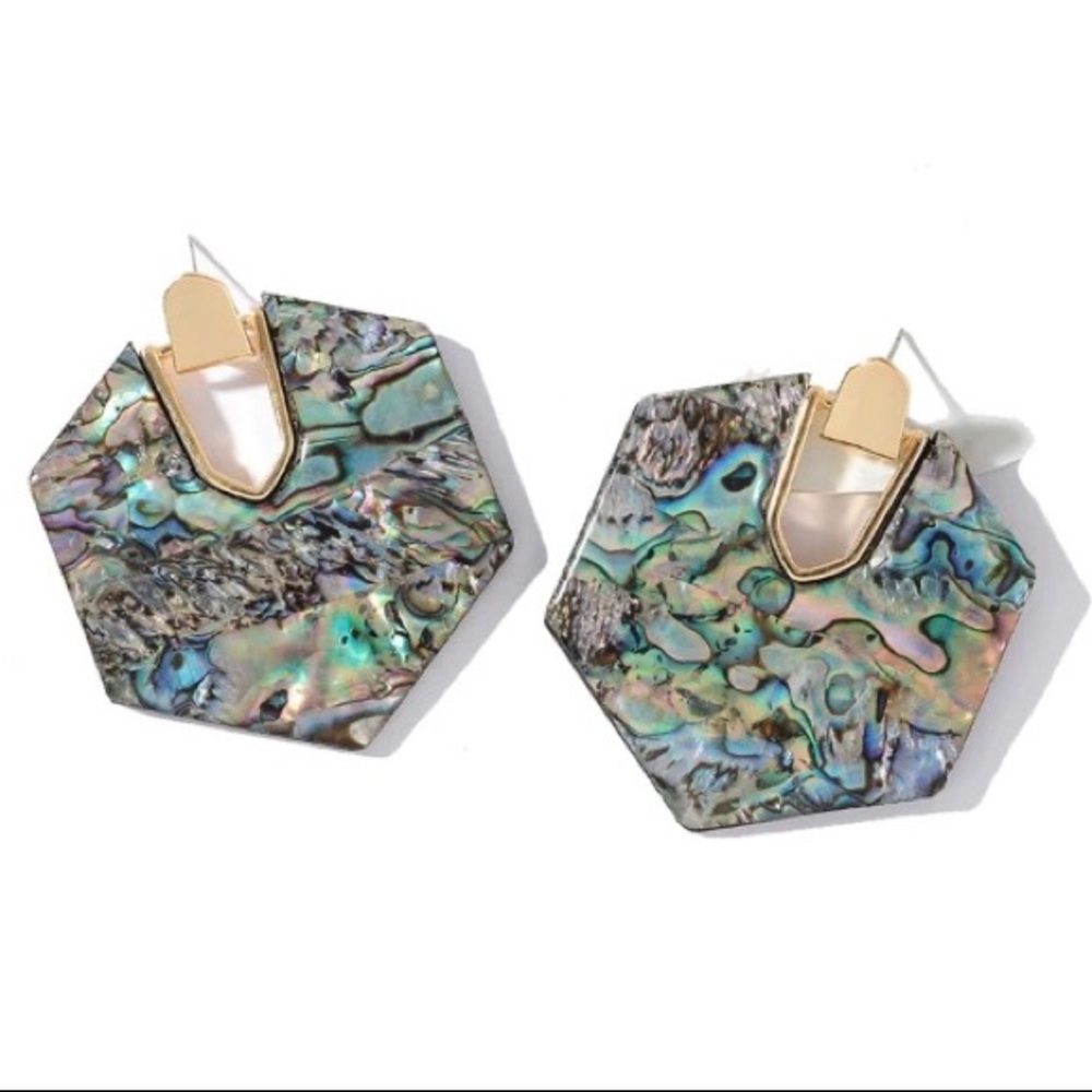 BIG NATURAL ABALONE SHELL HEXAGONS💎💙💎MODERN NEW - Picture 2 of 3